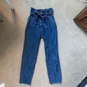 Abercrombie Cropped High Waisted Tie Jeans